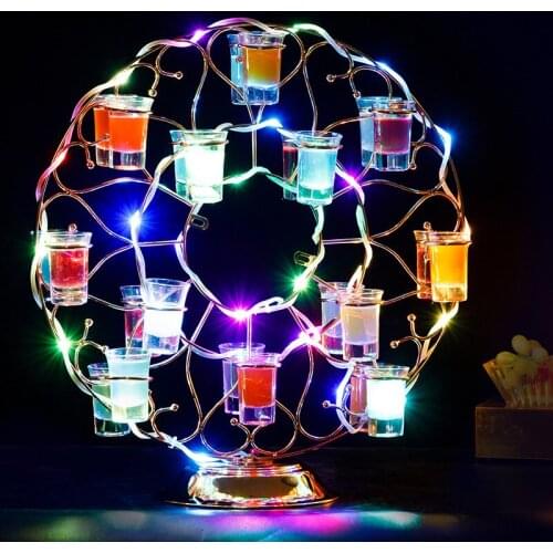 Luminous cocktail glass rack LED bar KTV round luminous wine rack bullet glass wine rack colorful glass rack