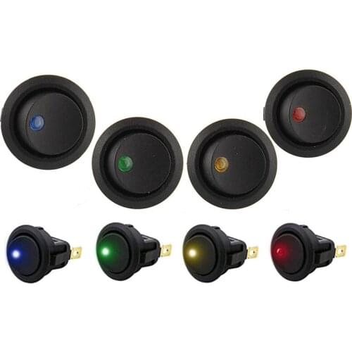 ON/OFF Round Rocker Switch LED Illuminated Car Dashboard Dash Boat Van 12V LED Rocker Switches Led Dot Light Switch 1 PC