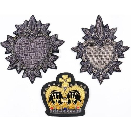 High-End Hand-Embroidered Indian Silk Embroidery Cloth Stickers Crown Rice Ear Autumn And Winter Leather Clothing Badges