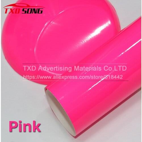 Premium quality Car Styling Fluorescent Pink Car Vinyl Sticker Glossy Color Vinyl Film Self Adhesive Car Wrapping Sticker
