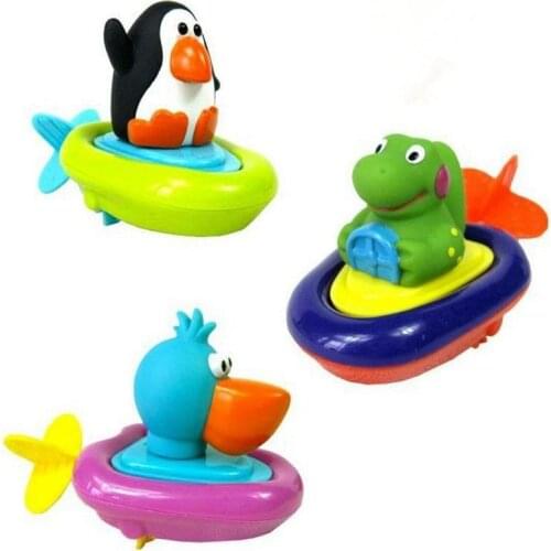 Top quality Pull line boat bath toy baby backguy Play in water clockwork baby toy swim water toys children Wound-up Doll gift