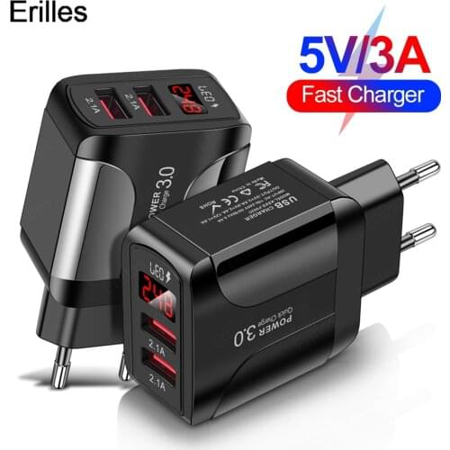 QC 3.0 2 USB Charger Quick Charge 3.0A Portable Phone Fast Charging Adapter For iphone Xiaomi EU/US/UK Plug Mobile Phone Charger