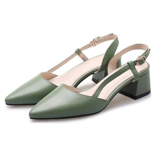 Big Size 9 10 high heels sandals women shoes woman summer ladies Tip-on buckle back tripping sandals with thick heels