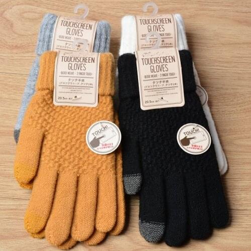 Unisex Winter Gloves Womens Cashmere Knit Gloves Mens Thick Warm Jacquard Gloves Lady Knitted Autumn Touch Screen Skiing Gloves