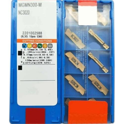 10pcs MGMN300-M NC3020 3mm wide double-head Cutting Carbide Insert grooving Turning CNC lathe tools Used for steel iron