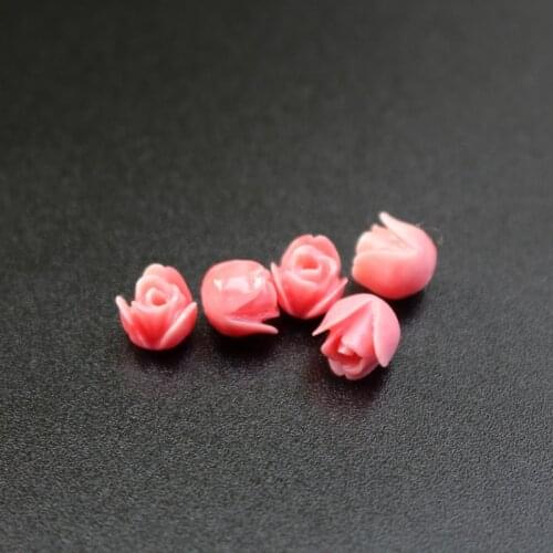 20pcs/Lot 7mm Double ColoredArtificial Coral Tulips Flower Beads Pink&White Color Cabochon Fashion Beads for DIY Jewelry making