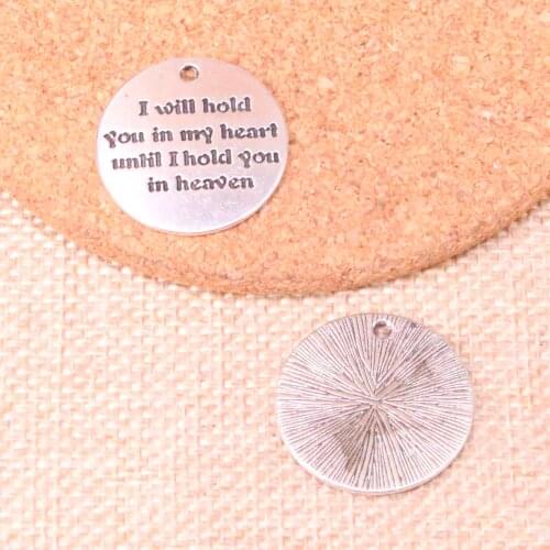 7pcs Antique Silver Plated I will hold you in my heart Charms Pendants for Jewelry Making Bracelet DIY Handmade Craft 29mm