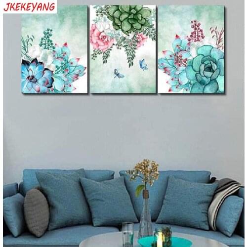 3pcs 5D Diy round/square diamond painting succulent plants Diamond Mosaic Embroidery cross stitch Y3926
