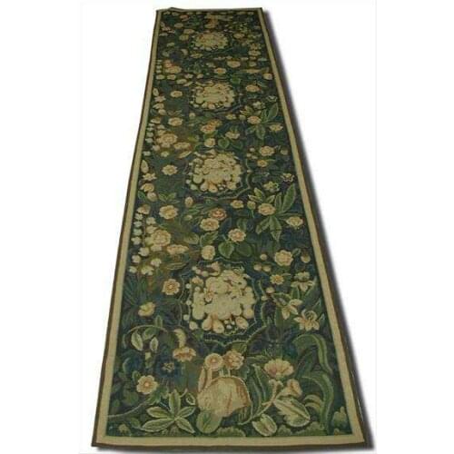 Free shipping 10K 2.5'x10' Needlepoint runner with flowers design handmade for home decoration