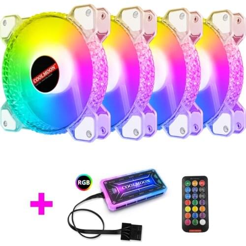 Coolmoon RGB Fan 120mm Fan Cooling PC Computer Case Fans PWM 6PIN Adjustable Silent Cooler Radiator for Computer Case Chassis