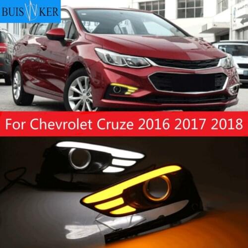 2Pcs DRL For Chevrolet Cruze 2016 2017 2018 Daytime Running Lights fog lamp cover headlight 12V Daylight signal for Chevy