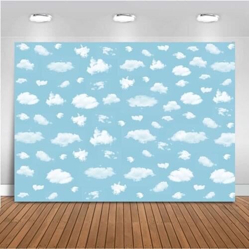 Newborn baby white cloud background for photo booth studio Blue sky backdrop for photography fale story portrait backdrops prop