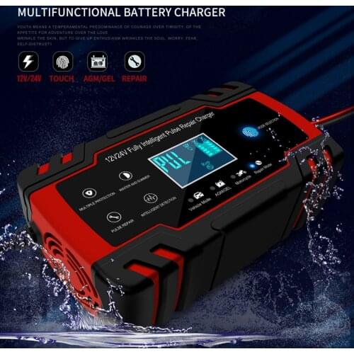 12V 8A 24V 4A Pulse Repairing Charger with LCD Display Car Motorcycle Battery Charger AGM GEL WET Lead Acid Battery Charger