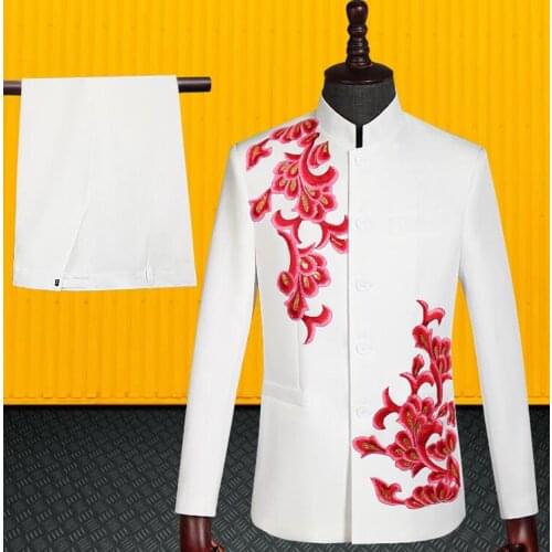 Chinese tunic suit men blazer designs stand collar jacket mens stage costumes for singers clothes dance star style dress b570