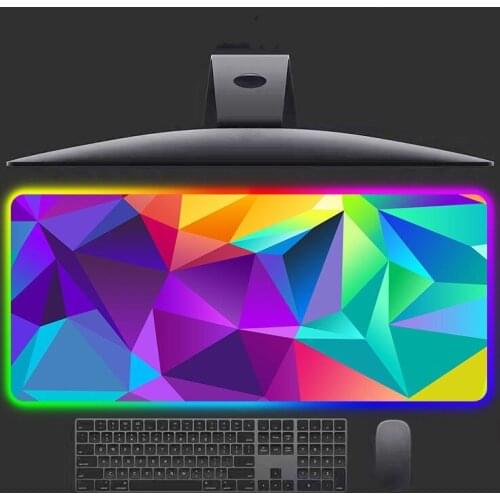 RGB Large 90x40cm Office Mouse Pad LED Gaming Mousepad Keyboard Computer Geometric Desk Cushion for Tablet PC Notebook Desk Mat