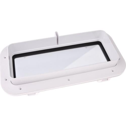 Boat Rectangular Porthole Window with White ABS Plastic Trim Port Hole - 15-3/4 x 7-7/8 inch