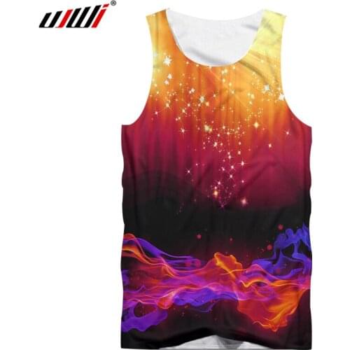 UJWI Galaxy Space Tank Top Men Funny Print Dancing Flame 3d Tanktops Male Hip Hop Street Wears Casual Vest Sleeveless Shirts