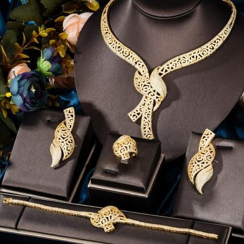 Missvikki Luxury Gorgeous Green Necklace Bracelet Earring Ring 4PCS Jewelry Set Dubai Bridal Engagement Wedding Women Jewellery