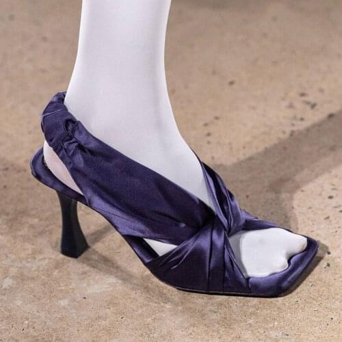 Dovereiss Fashion Summer Womens Shoes Gold Purple Narrow Band Elegant Femmes Square toe Sandales Consice 34-43