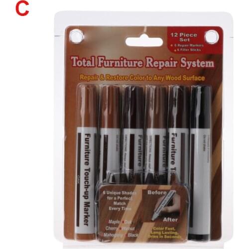 6pcs/1 set Wood Repair System Kit Filler Sticks Touch Up Marker Floor Furniture Scratch Fix