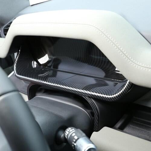 2 Pcs For Land Rover Defender 110 130 2020-2021 ABS Carbon Fiber Car Dashboard Display Decorative Frame Stickers Car Accessories