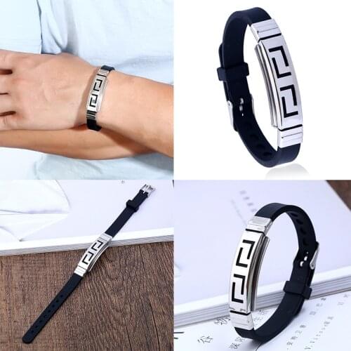 New titanium steel gold mens and womens bracelets China Great Wall pattern silicone Fashion Bracelet manufacturers wholesale