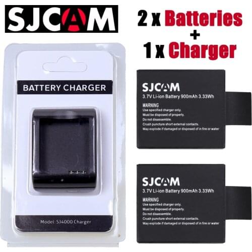 Original 900mah SJCAM SJ6000 SJ7000 camera battery 2 + 1pcs charger for DV SJ4000 SJ 4000 5000 6000 7000 HD 1080P Sports camera