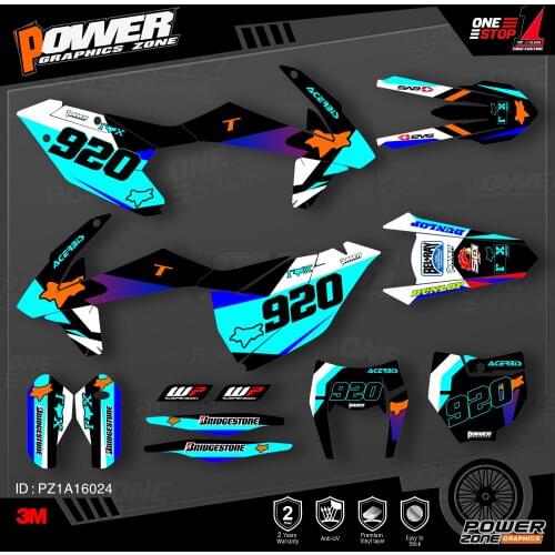 PowerZone Custom Team Graphics Backgrounds Decals 3M Stickers Kit For KTM SX SXF MX 16-18 EXC XCW Enduro 17-19 125 to 500cc 24