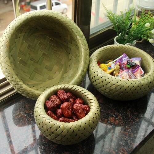Handmade natural bamboo woven basket fruit basket dry food bread basket household snacks debris storage basket
