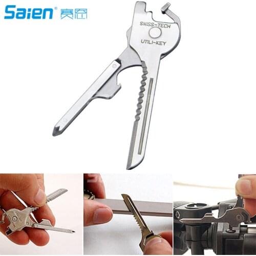 Polished SS 6-in-1 Utility Key Multitool for Keychain for Auto, Camping, Hardware