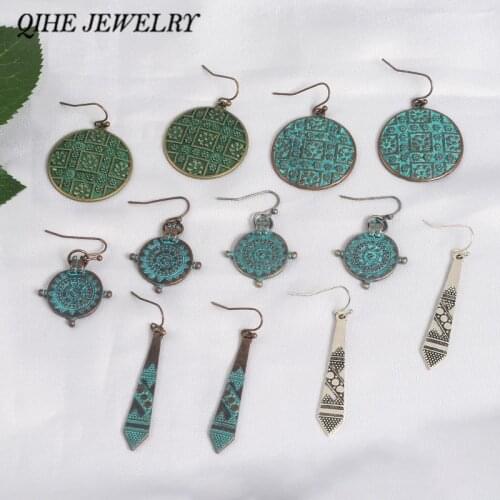 QIHE JEWELRY Anceint Bronze Earrings Filigree Metal Earrings Boho Earring Geometric Round Charm Female Fashion Anniversary