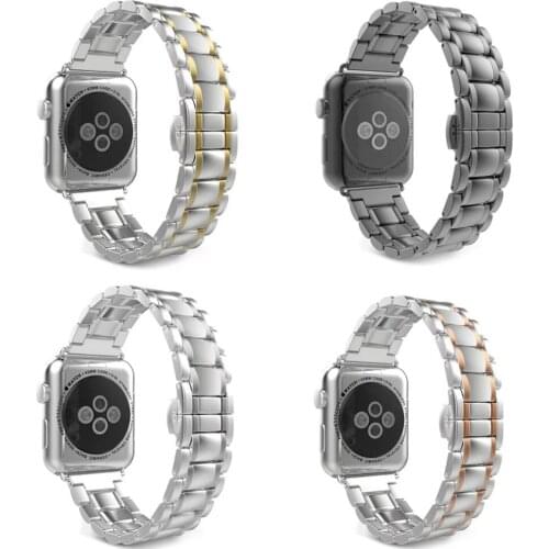 Strap for Apple Watch Band 42mm 38mm 44mm 40mm Double Button Butterfly Buckle Stainless Steel Bracelet for iWatch Series 1 2 3 4