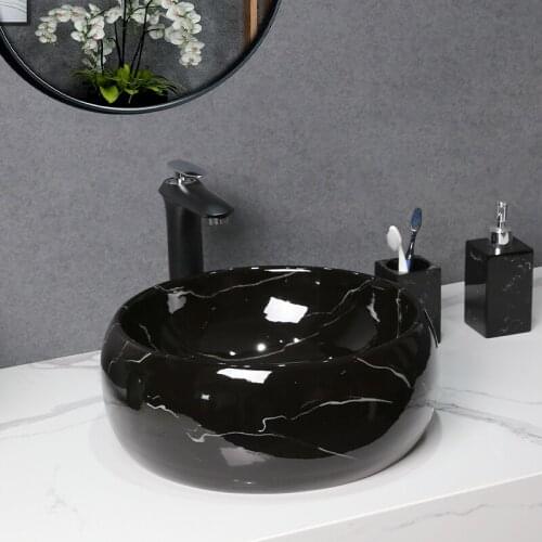 Nordic Light luxury black round table basin art basin wash basin Yang countertop basin toilet wash basin