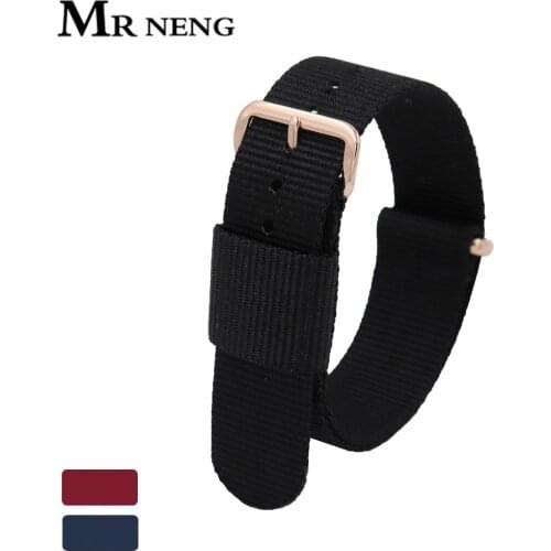 For luxury ladies watches 14mm 18mm 20 mm nylon silver rose gold lovers men women watch strap Gift Watchband Black Red Colors
