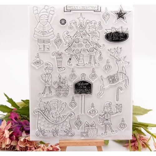 Merry Christams Elf Eyes Transparent Stamps + Metal Cutting Dies Embossing DIY