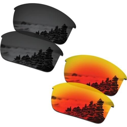 SmartVLT 2 Pairs Polarized Sunglasses Replacement Lenses for Oakley Bottle Rocket Stealth Black and Fire Red