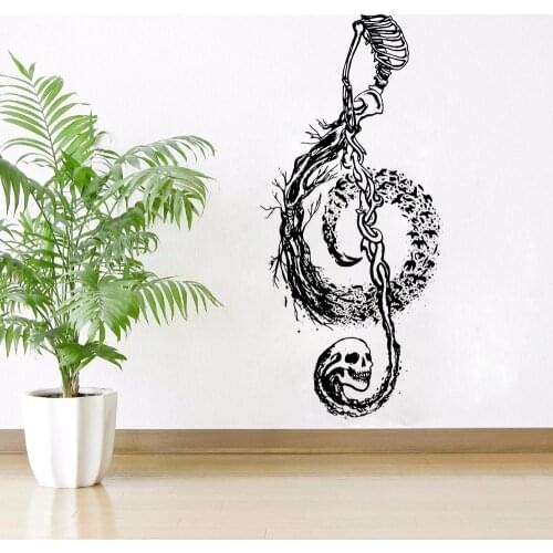 Death Style Wall Decal Skull Design Music Note Wall Sticker Home Decoration Gothic Souls Vinyl Wall Mural Music Decal AY1050