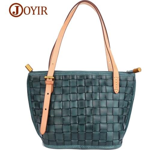 JOJUJOS Genuine Leather Shoulder Bags for Women Fashion Straw Tote Bag Cowhide Womens Small Handbag Hand Bag for Ladies