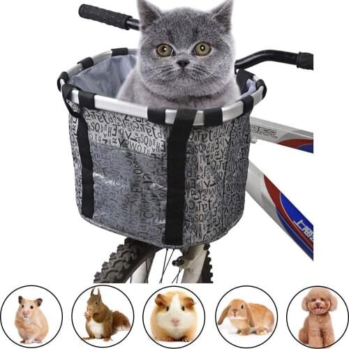 Pet Dog Bicycle Basket Cat Carrier Bag Removable Bike Baskets Waterproof Puppy Travel Seat Aluminum Alloy Cycling Accessories