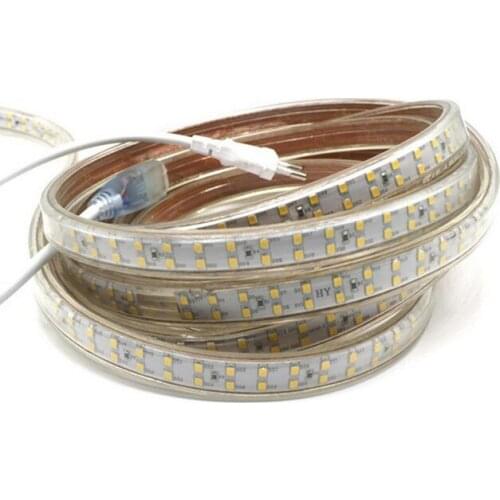 LED Strips Light 180led/m 220V Super bright SMD 2835 Double Row Warm Cold White waterproof +Power Plug Hotel Building Lighting