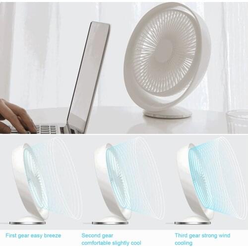 USB Rechargeable Desktop Fan Portable 90° Rotating Fan Summer Strong Wind Desktop Fan 3-speed Adjustable Silent Radiator Cooler