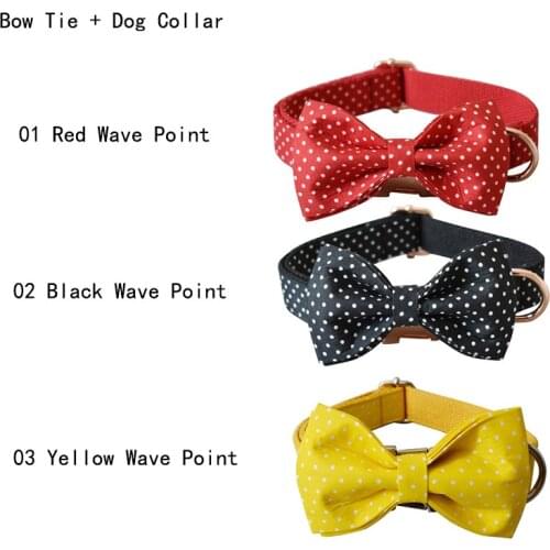 Wave Point Bow Tie Dog Collar Engraved Pet Name Retailing Special Ethnic Style Colorful Handmade Soft