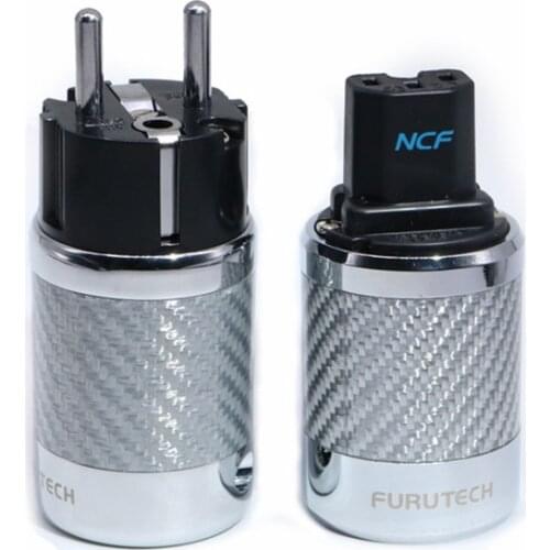 Ahsy audio high-end hifi carbon fiber gold plated pure copper IEC AC power connector and female 2-poliger EU plug