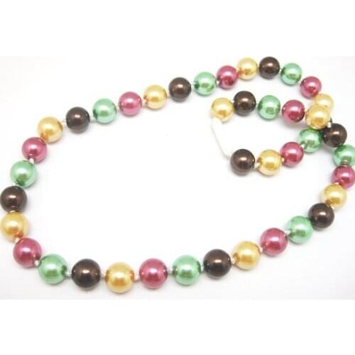 Wholesale price 10mm multicolor shell simulated-pearl round beads necklace for women elegant party jewelry making 17inch F298PE