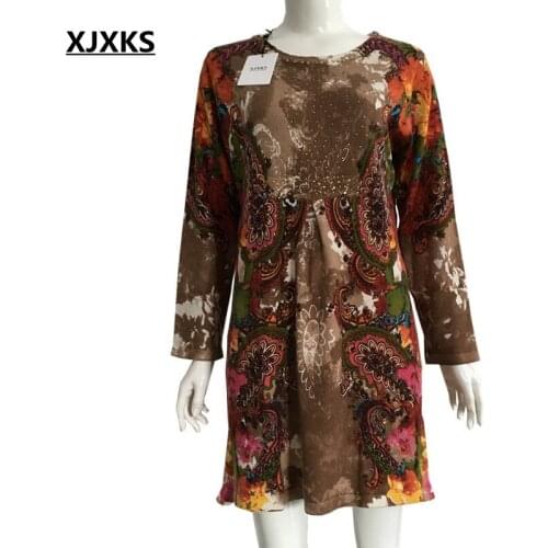 XJXKS Long Pullover Women Sweater Dress High Quality Jumper Beautiful Oversized Sweater Reactive Printing Long Sweater