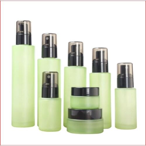 20/30/50/40/60/80/100/120ML green frosted Empty glass bottle/jar lotion/mist spay pump Cosmetic Packing matt clean Refillable