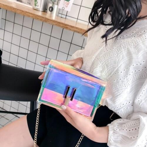 Crossbody Bags for Women 2021 New Trendy Small Square Bag Female Wild Messenger Transparent Jelly Chain Bag