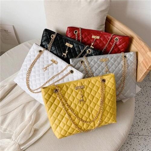 PU Leather Female Chain Handbags Fashion Young Women Large Capacity Tote Bag Ladies Top-handle Bags Casual Female Shoulder Totes