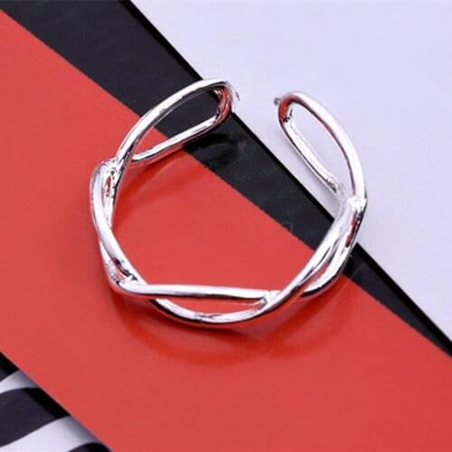 New Fashion Female Temperament Jewelry Ring Simple Geometry Hollow Out Open Ring Silver Plated Party Rings Fine Gift