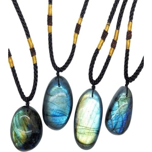 Natural irregular crystal Labradorite Necklace Pendant Shape Unique Lucky Natural Pendant For Women Men Amulet Jewelry